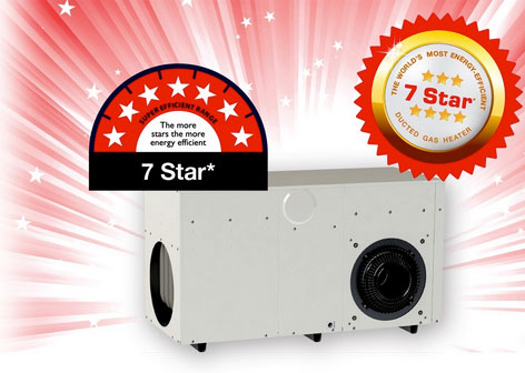 7 star braemar energy efficient conventional ducted gas heater