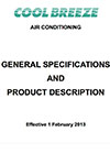 front page of the coobreeze general specifications and product description PDF