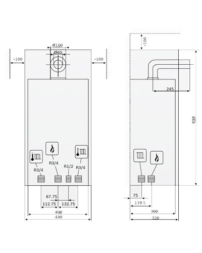 Bosch Gaz 6000W 30 kw Standard Efficiency Hydronic Heating Boilers