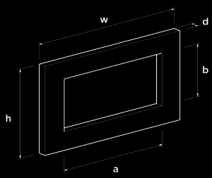 Dimensions key to help users understand the dimensions of their ESCEA fireplace