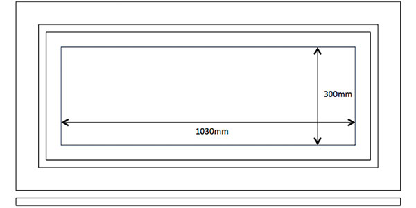 dimensions for ESCEA DL1100 Indoor fireplace that uses gas