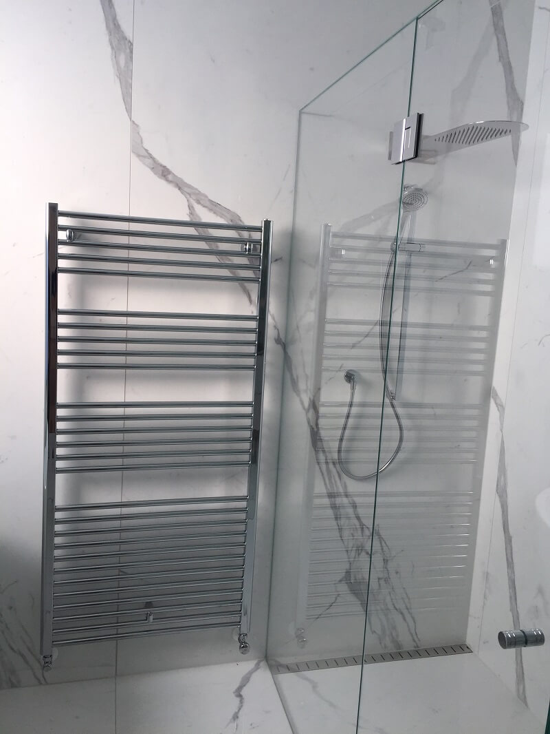 Hydronic heating towel rail installed in a Melbourne bathroom